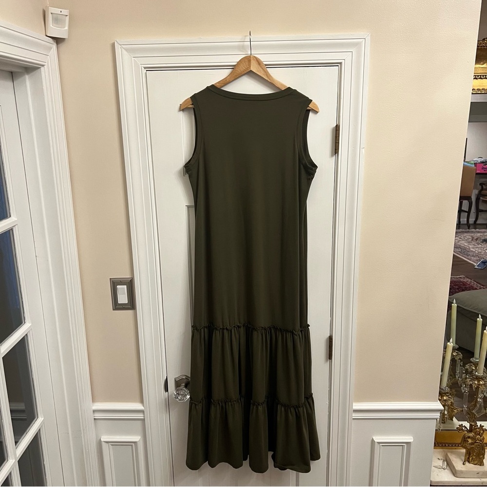 Soft Surroundings Sleeveless Tiered Maxi Dress Green Medium Boho Cottagecore - Picture 3 of 16
